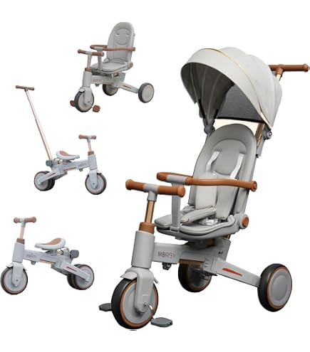 Amazon.co.jp: 子供用三輪車 折りたたみ式 ベビーカー 手押し棒付き